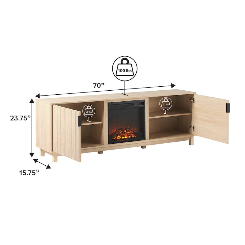 Meuble TV 70 pouces Middlebrook avec foyer électrique