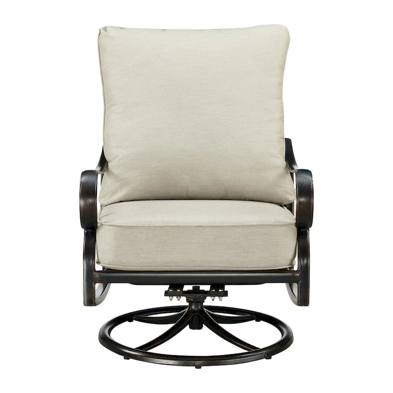 Paire de fauteuils de club pivotants à bascule en aluminium noir avec coussins