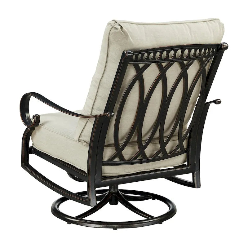 Paire de fauteuils de club pivotants à bascule en aluminium noir avec coussins
