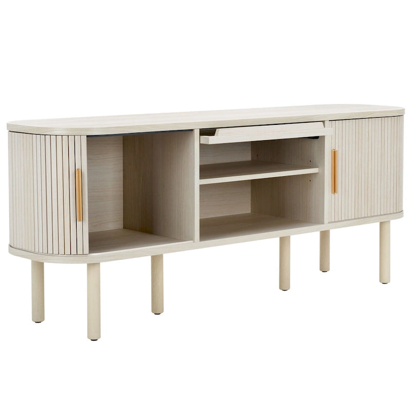 Meuble TV SAFAVIEH Home Tealla avec 2 portes tambour et 1 porte relevable en verre – 59Lx15Px24H