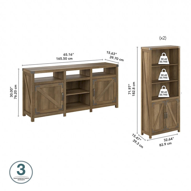 Meuble télé Cottage Grove de Bush Furniture pour téléviseur de 70 po avec bibliothèques