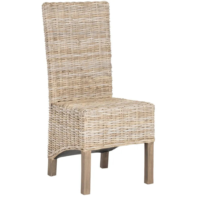 Set of 2 Natural Wicker Dining Chairs 19W x 22D x 41H, Boho Coastal Style