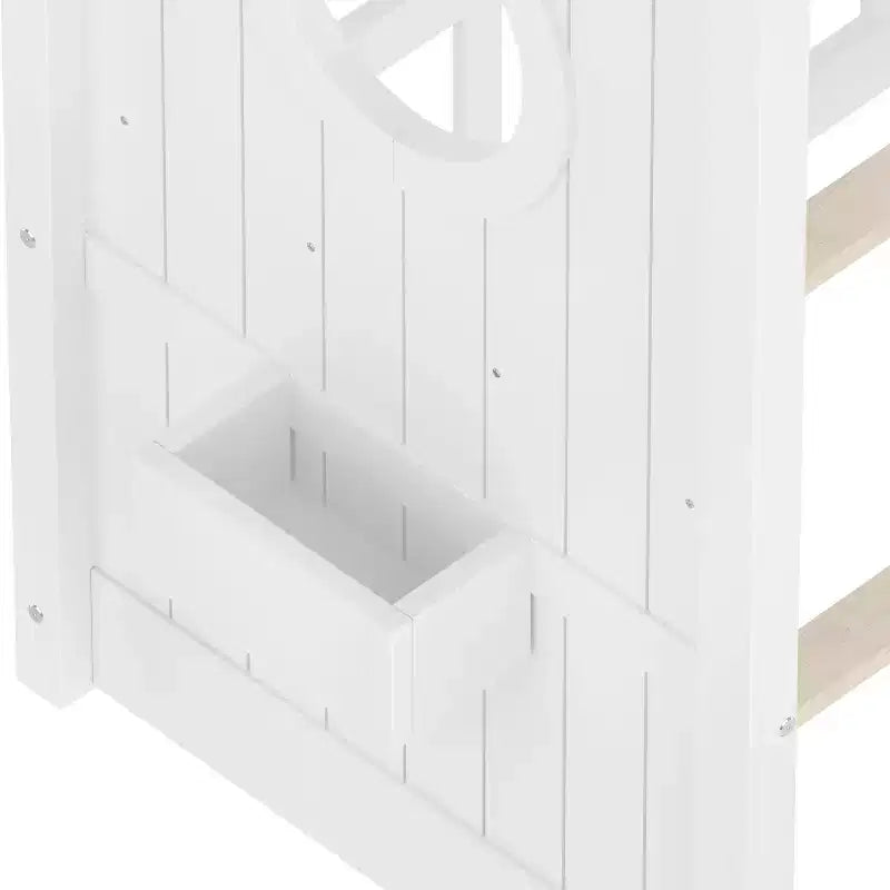 Floor House Bed with Built-In Storage Shelves & Slatted Roof