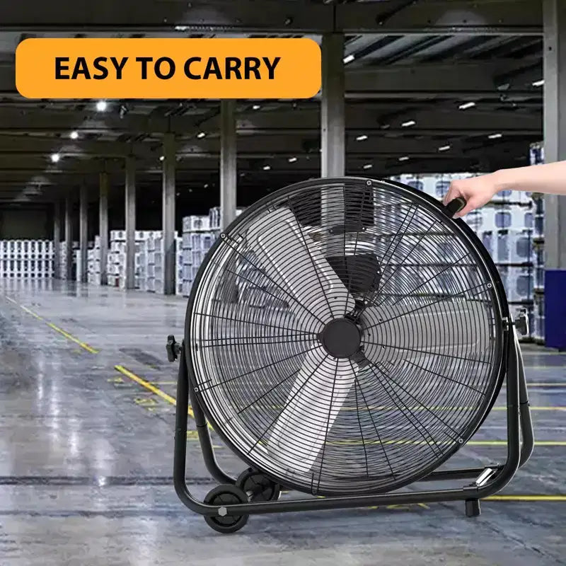 Floor Fan, Industrial Fan - 24 Inch Heavy Duty Drum Fan with 4 Speeds, Metal Air Circulator for Warehouse, Workshop, Garage, Factory, Basement