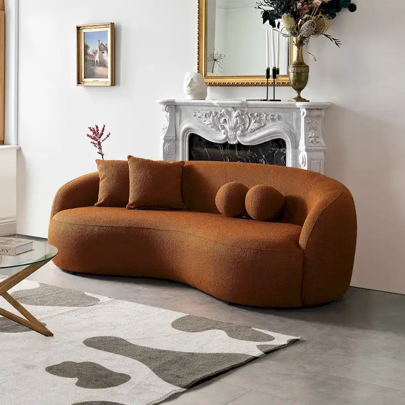 Blaine Japandi Style Luxury Modern Boucle Fabric Curved Sofa