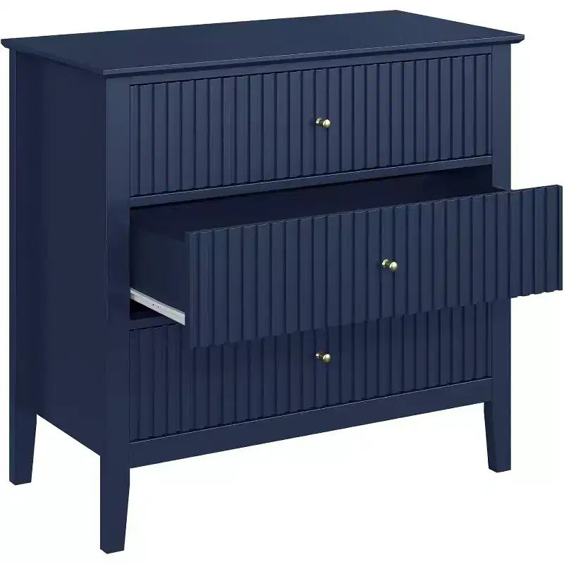 Heynemo 3 Drawer Dresser, Painted 30 Inch Tall Wood Nightstand with Storage, Wide Modern Chest of Drawers with Ball Bearing Slide