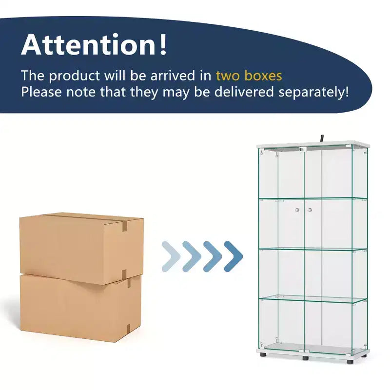 64.5 X 32 Glass Display Cabinet Curio Cabinet with Lock