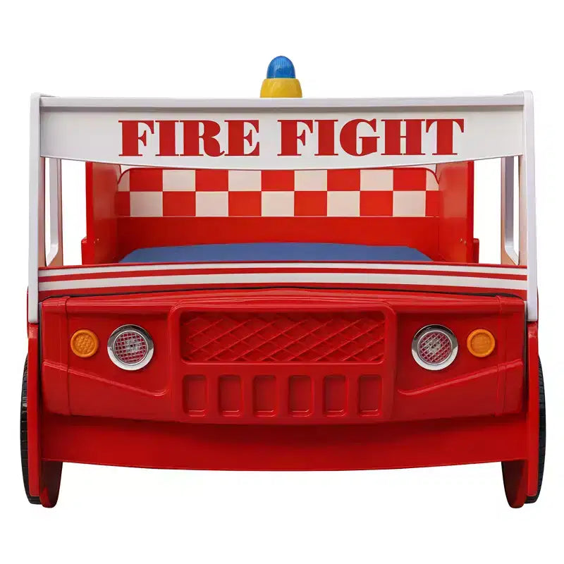 GDFStudio Juna Twin Size Fire Truck Bed with LED Light