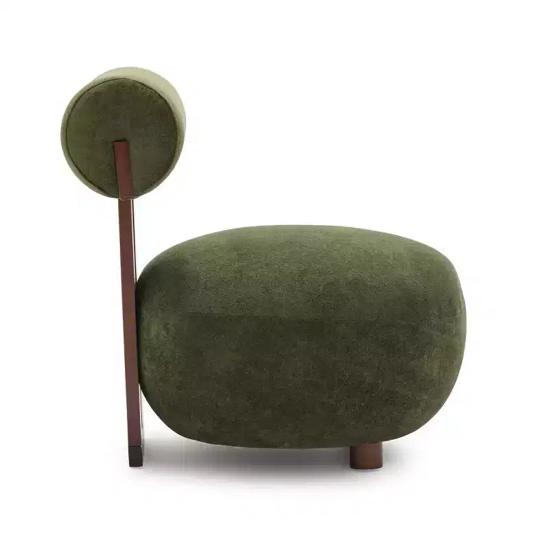 Christopher Knight Home Chariya Modern Rubberwood Velvet Upholstered Sculptural Accent Chair with Cylindrical Backrest