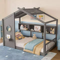 Floor House Bed with Built-In Storage Shelves & Slatted Roof