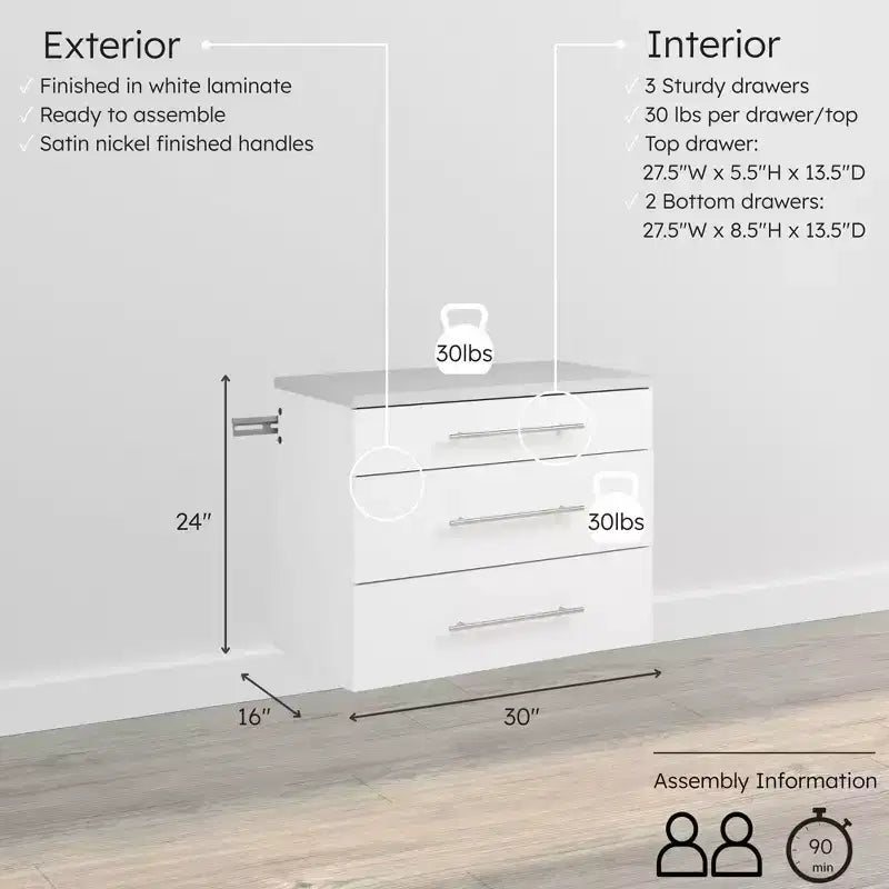 Hangups 3 Drawer Base Storage Cabinet - Prepac