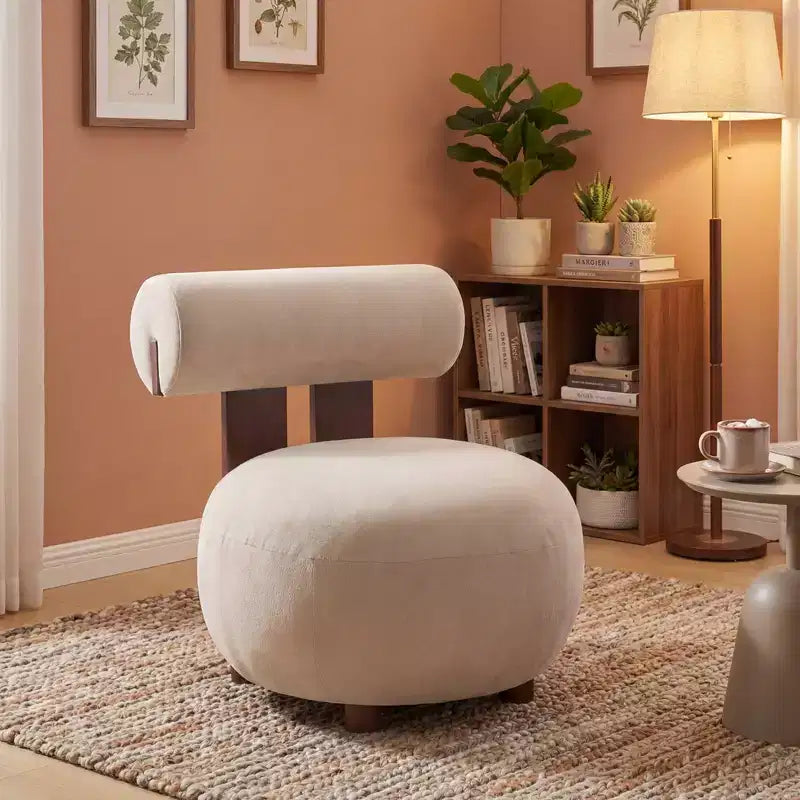Christopher Knight Home Chariya Modern Rubberwood Velvet Upholstered Sculptural Accent Chair with Cylindrical Backrest