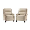 Set of 2 Elisabete Modern Wingback Genuine Leather Recliner with Vintage Nail Head Trim for Living Room and Bedroom| ART OF LIVING DESIGNS