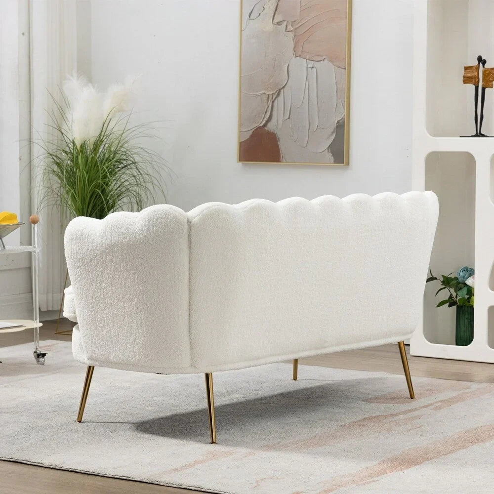 Small Mini Room Couch Two-Seater Sofa with Gold Metal Leg - 2 Seat