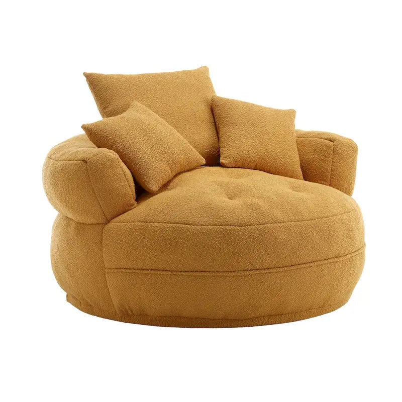 Round Lazy Sofa Chair – White/Blue/Grey/Yellow/Orange/Rose Red/Navy/Green, Single & Couple Seat