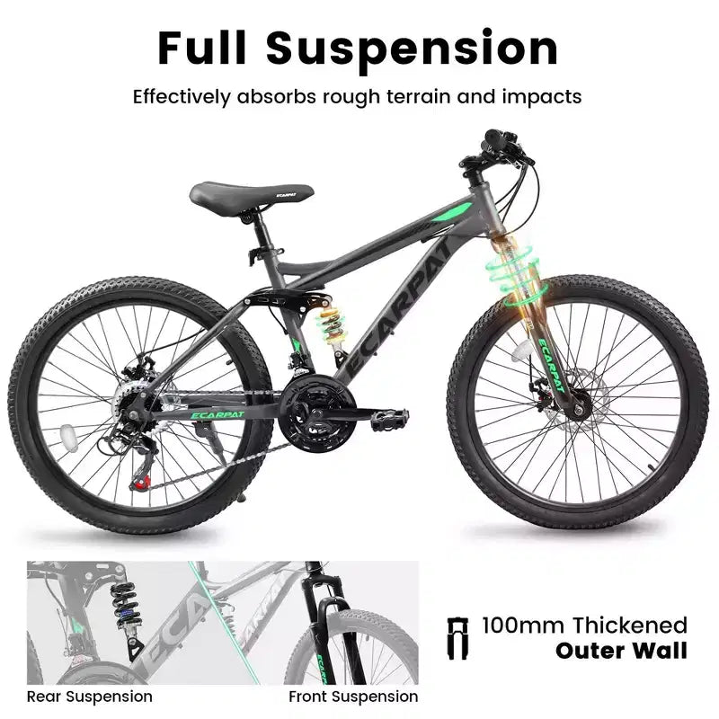 Okak 26IN Mountain Bike with Disc Brakes, 21-Speed Adult Bike with Durable Frame and Rear Dual Absorption, Bicycle for City Road Cycling