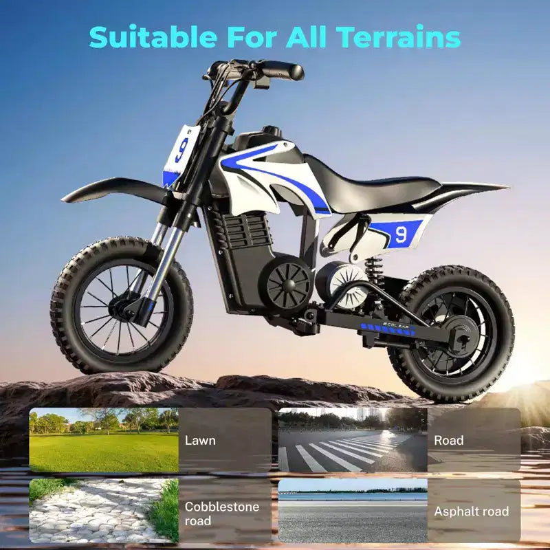 ECOLEAP K1 Kids Electric Dirt Bike 36V  16MPH Fast, 14-Mile Range, 700W Peak Motor, 3-Speed Modes, 12 Off-Road Tires, UL,Ages 3-10