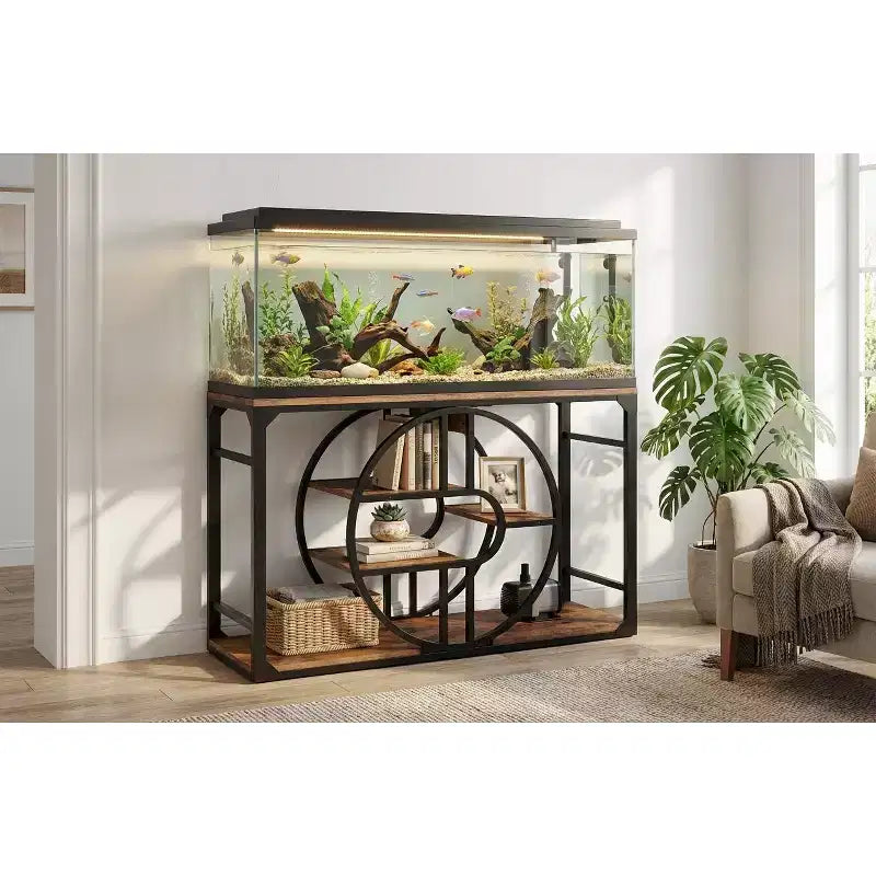 55-75 Gallon Metal Aquarium Stand, Heavy-Duty Fish Tank Stand with Storage Cabinet, Multi-Tier Fish Tank Stand with Thickened Legs, Suitable