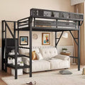 Okak 94IN Twin Size Loft Bed with Wardrobe, Twin Bed with Storage Shelves and Basket, Bed Frames for Bedroom, Dormitory