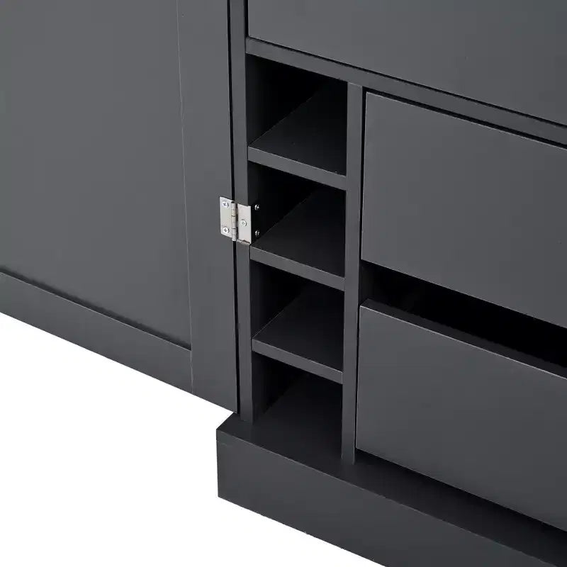 77H Freestanding Kitchen Pantry, Farmhouse Storage Cabinet with Adjustable Shelves, Door Shelves, Drawers & Wine Racks - ModernLuxe
