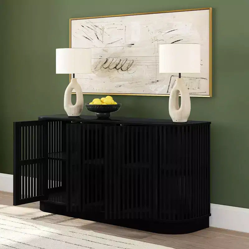Plank+Beam Contour Solid Wood Sideboard with 3 Doors, 59 TV Stand for Living Room