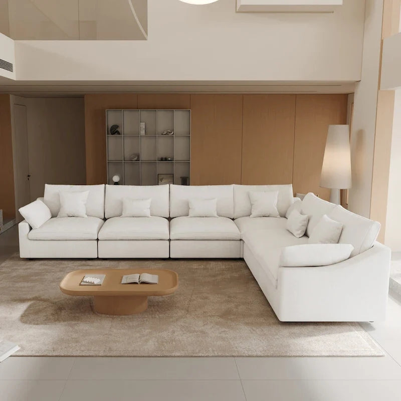 Large Linen Corner Sectional Sofa Couch for Living Room Set