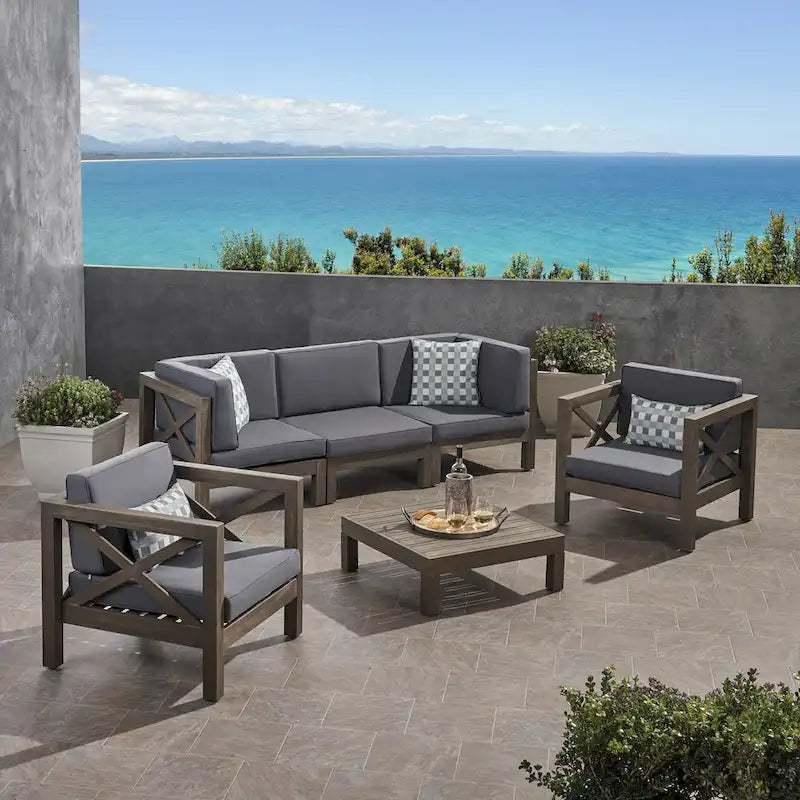 Brava Outdoor Acacia Wood 6-piece Chat Set by Christopher Knight Home