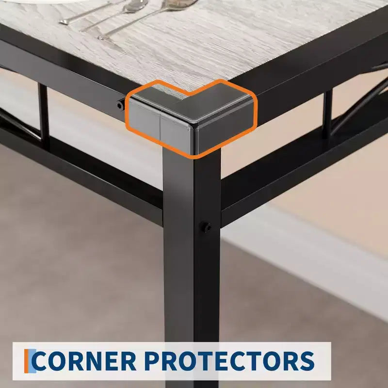 Ensemble table à manger pour 4 personnes, avec 4 chaises rembourrées, ensemble de 5 pièces de table de cuisine en bois avec protecteur de coin pour cuisine, appartement, petit espace.