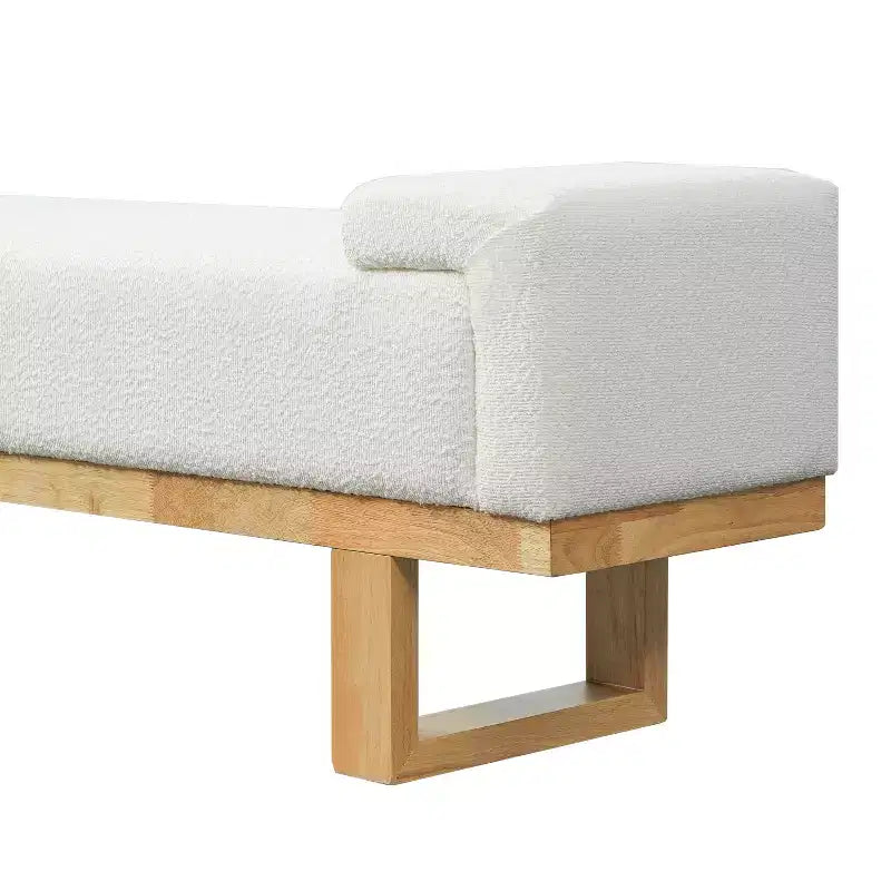 Christopher Knight Home Paulina Modern Rubberwood Boucle Upholstered Bench