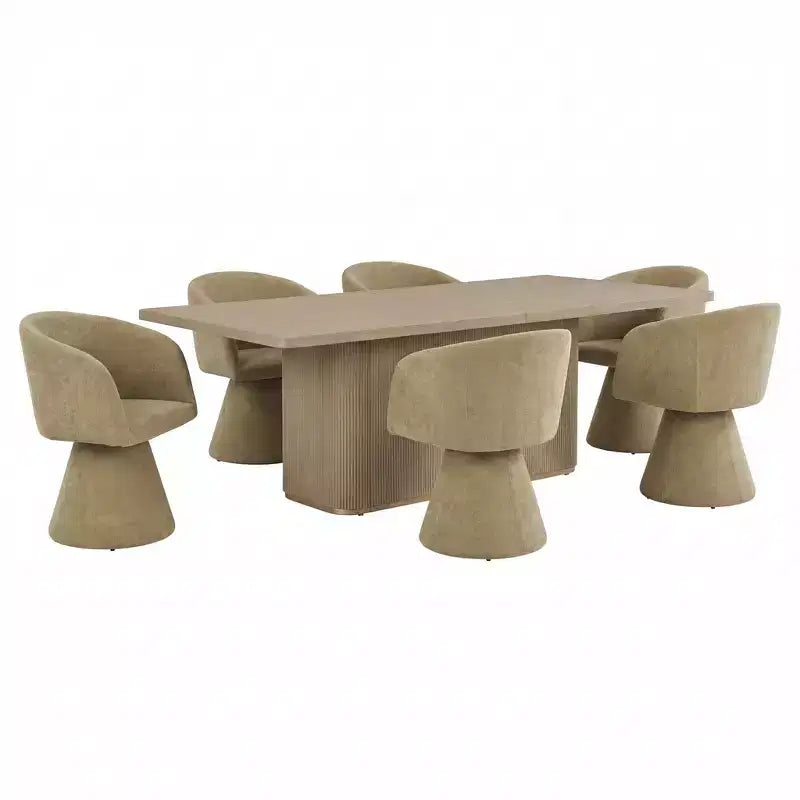 Ensemble de salle à manger 7 pièces Yodsak moderne en bois et métal avec chaises pivotantes à 180° Christopher Knight Home