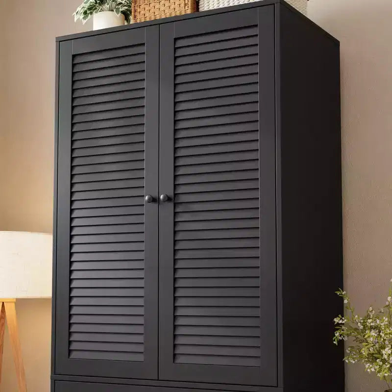 COZONY Armoire Wardrobe with 3 Drawers & 2 Doors, Modern Wooden Closet Cabinet for Bedroom, Heavy Duty White Standing Armoire