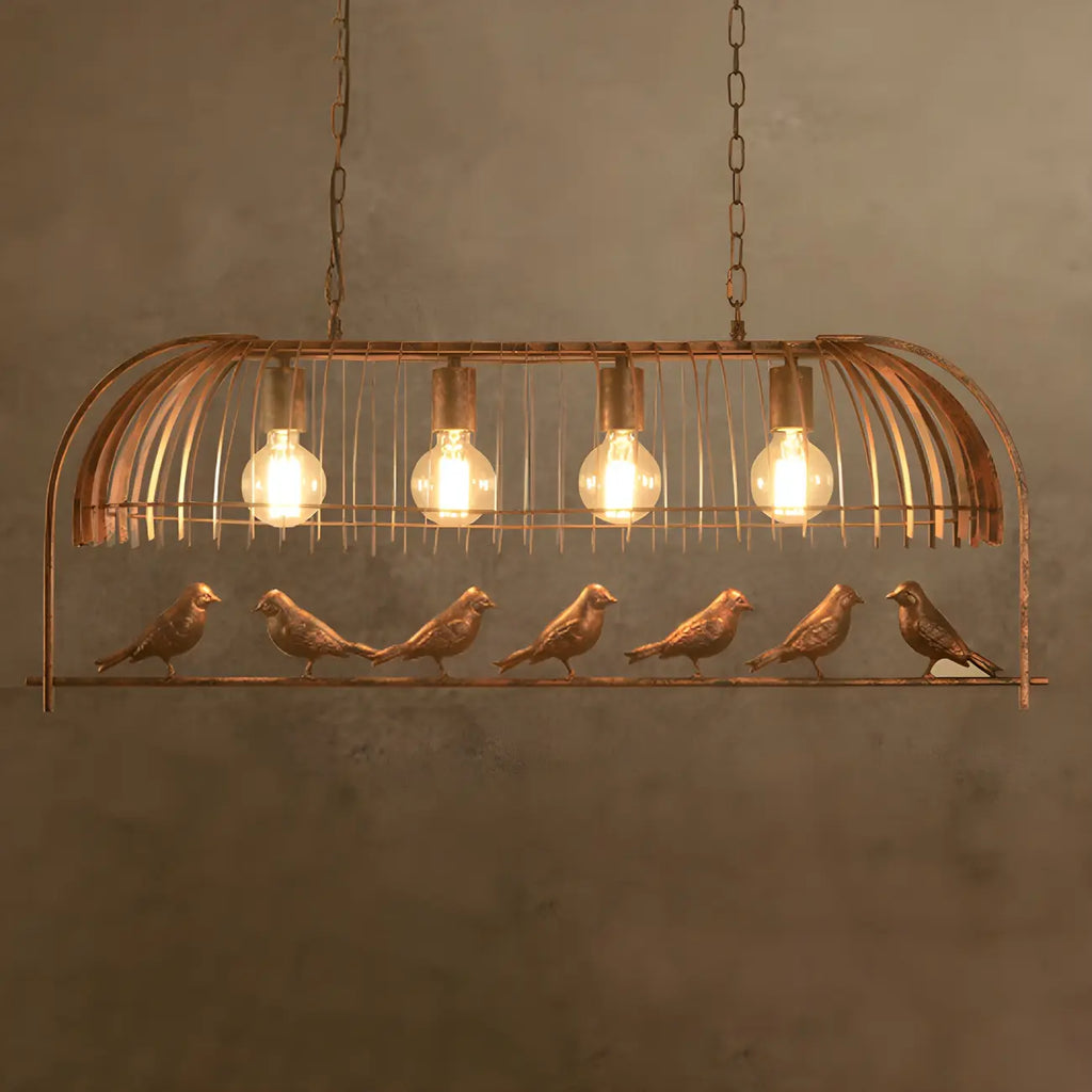 Industrial Metal Birdcage Island Pendant Light for Kitchen
