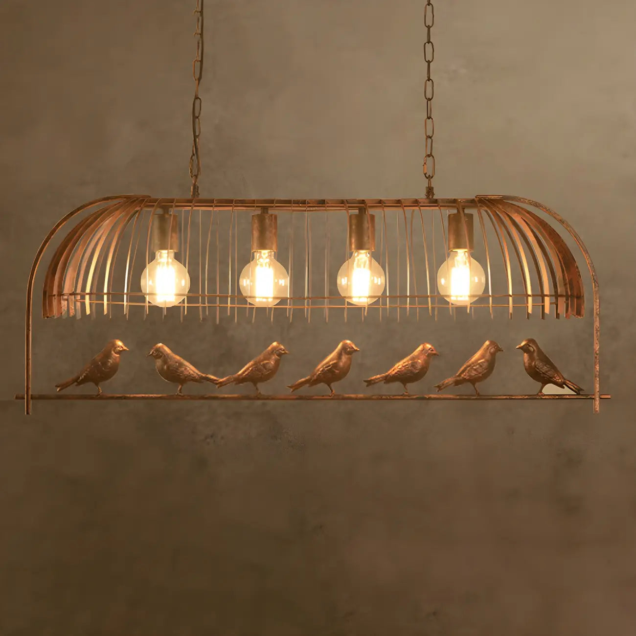 Industrial Metal Birdcage Island Pendant Light for Kitchen