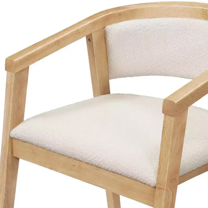 Christopher Knight Home Simon 5 Piece Mid-Century Modern Rubberwood Dining Set with Boucle Upholstered Chairs