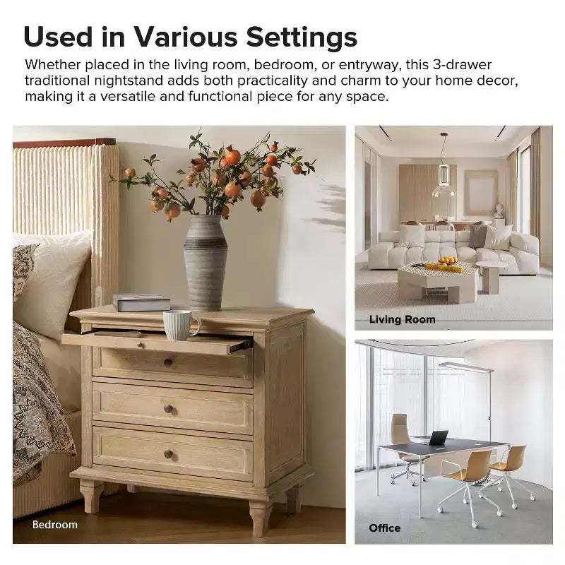 Giorgio 3 - Drawer end table with Built-In Outlets Set of 2|HULALA HOME