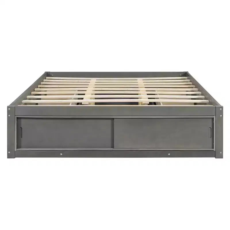 Whisen Queen Platform Bed Frame with 4 Storage Drawers and Footboard Storage