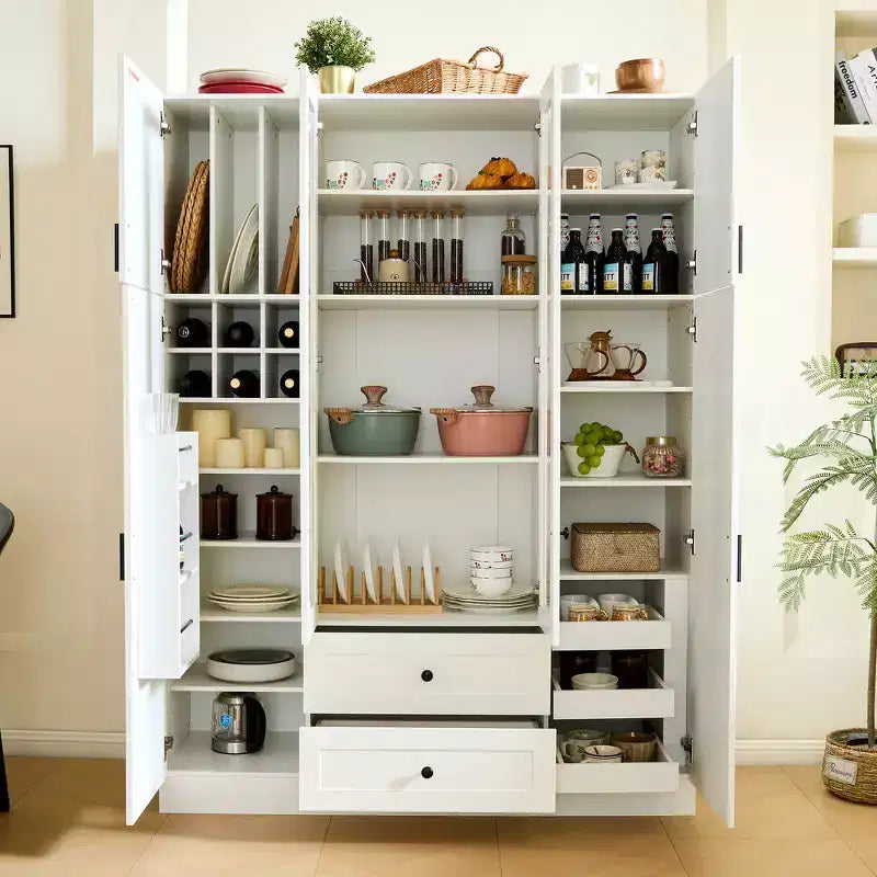 Whisen 71''H Freestanding Kitchen Storage Pantry, Large Dining Storage Cabinet Cupboard Sideboards With 6 Doors, Adjustable Shelves