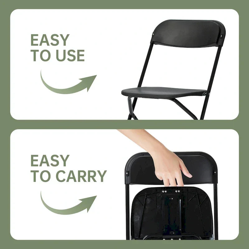 10 Pack Plastic Folding Chair 350lb. Capacity for Events Office Wedding Party Picnic Kitchen Dining