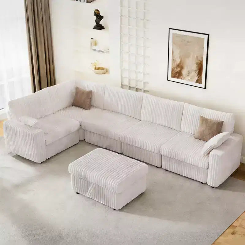 Dyonery Modular Corduroy Sectional Sofa with Washable Covers