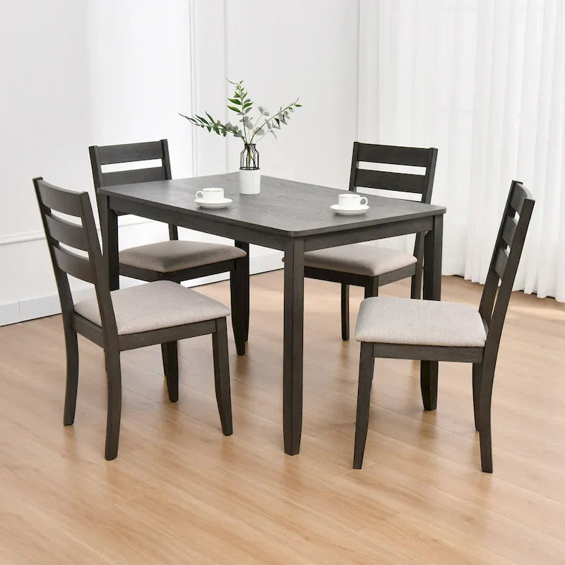 Slat Back Wood Dining Chairs Set of 4