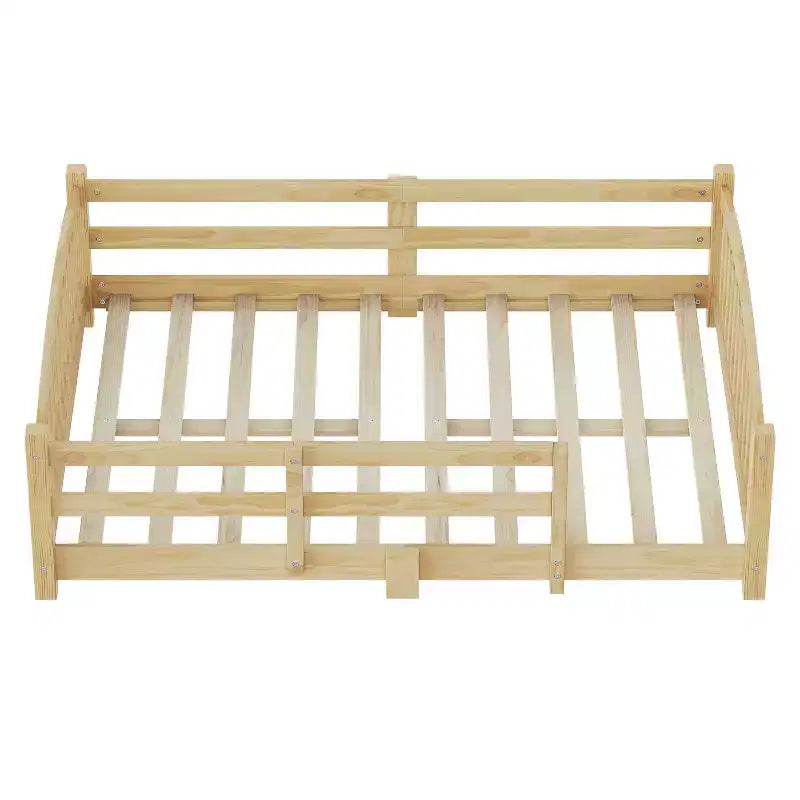 Luxystar Full Size Montessori Low Profile Bed with Safety Rails and Headboard