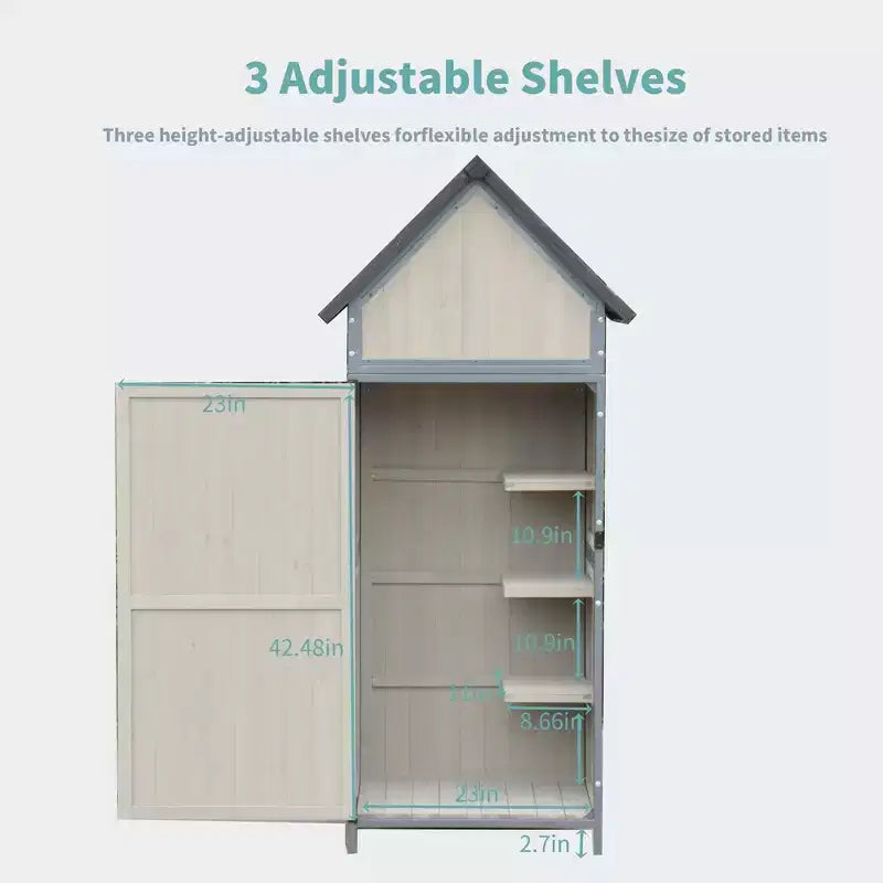 Outdoor Storage Shed with Floor, 68 Tall Garden Tool Shed with Adjustable Shelves