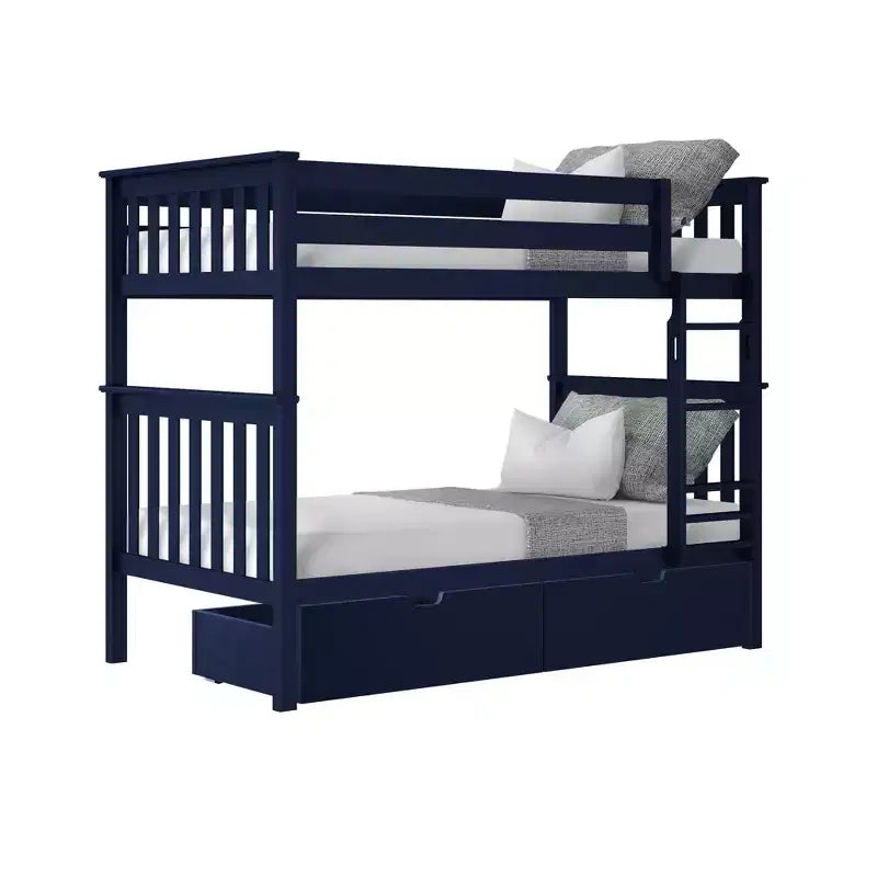 Solid Wood Twin over Twin Bunk Bed for Kids with Underbed Storage Drawers