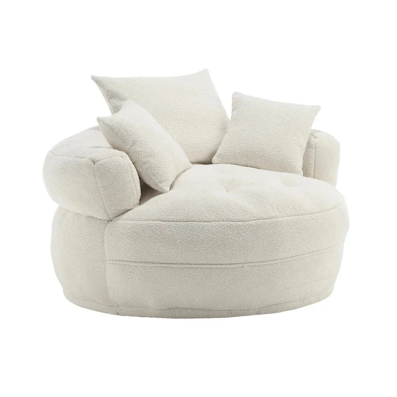 Round Lazy Sofa Chair – White/Blue/Grey/Yellow/Orange/Rose Red/Navy/Green, Single & Couple Seat