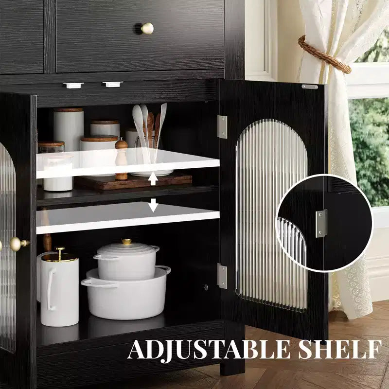 55 Inch Storage Cabinet Dining Narrow Buffet Sideboard Cabinet with 3 Drawers and 4 Doors for Kitchen, Dining Room, Living Room
