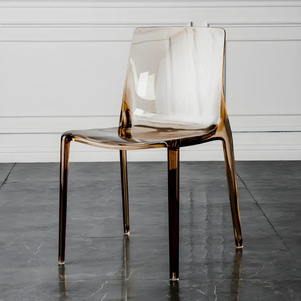 Chaise de salle à manger sans accoudoirs à dossier bas en acrylique ambre