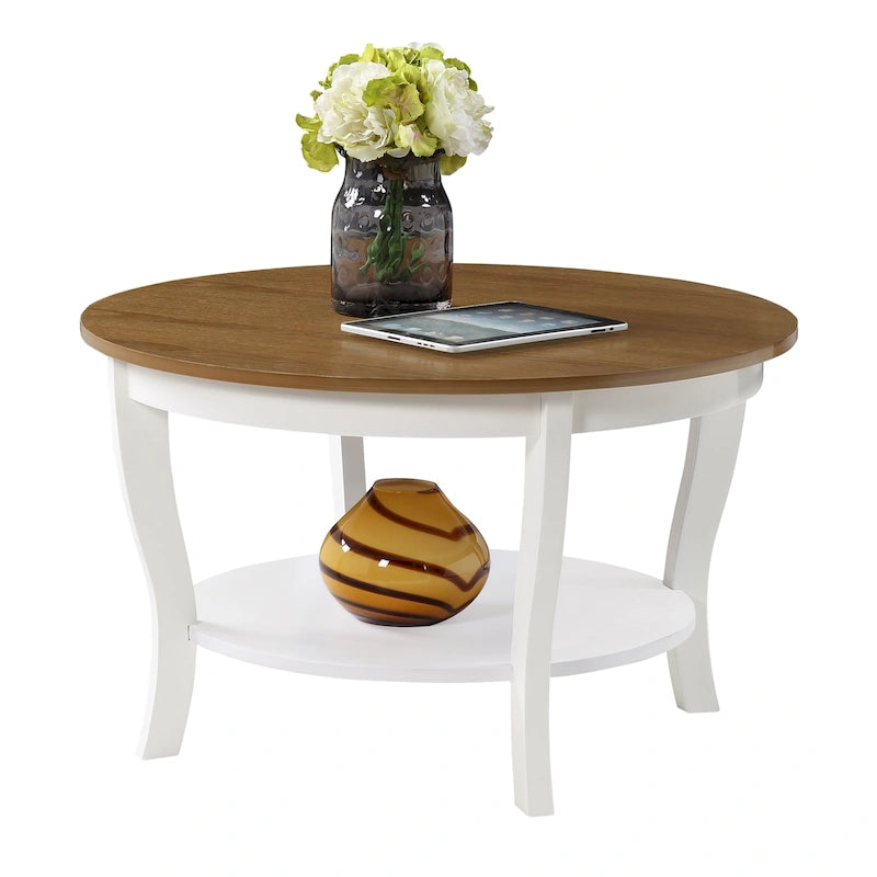 Convenience Concepts American Heritage Round Coffee Table with Shelf
