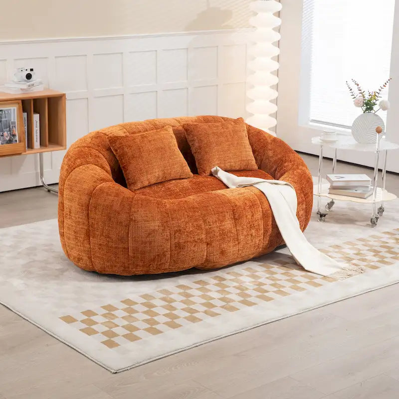 GDFStudio - Laurel Chenille 2-Seater Lazy Sofa with High-Density Foam and Oversized Comfort