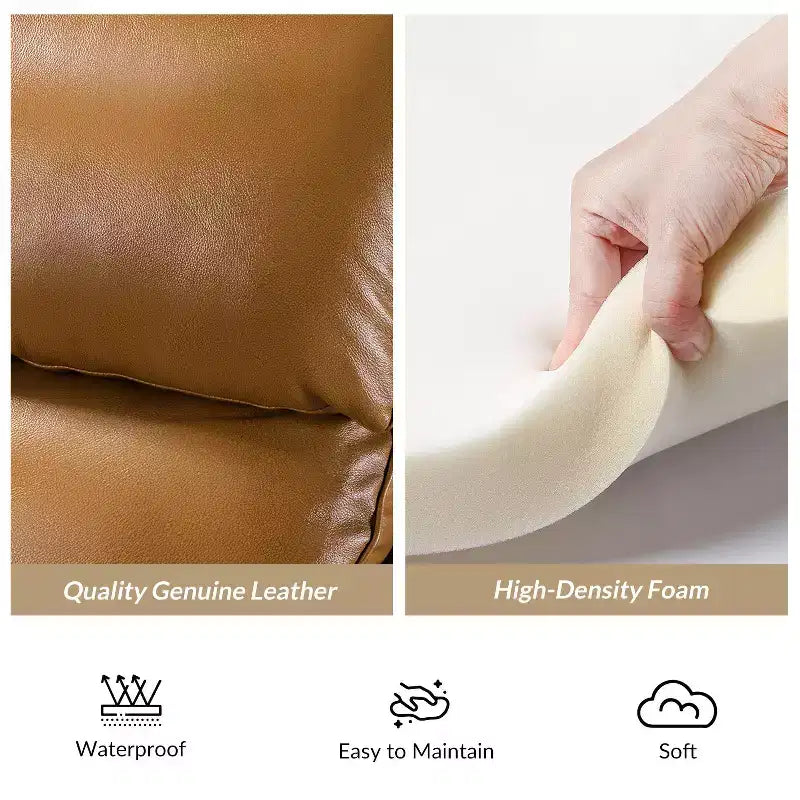Set of 2 Elisabete Modern Wingback Genuine Leather Recliner with Vintage Nail Head Trim for Living Room and Bedroom| ART OF LIVING DESIGNS