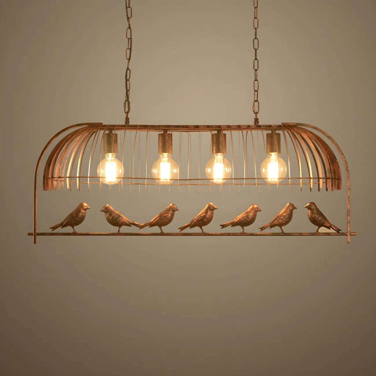 Industrial Metal Birdcage Island Pendant Light for Kitchen